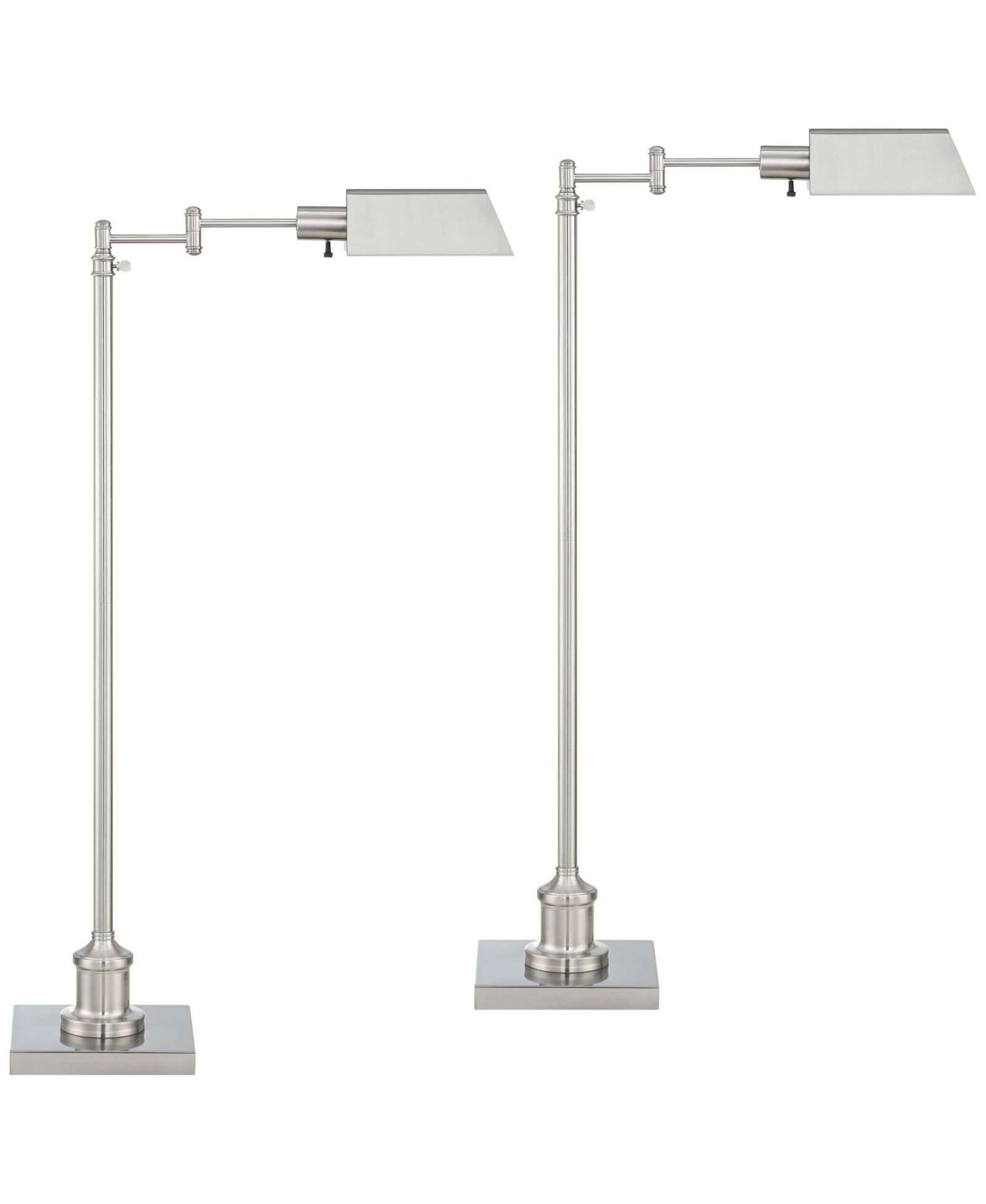 Regency Hill Jenson Traditional 54" Tall Standing Floor Lamps Set of 2 Lights Swing Arm Pharmacy Adjustable Brushed Nickel