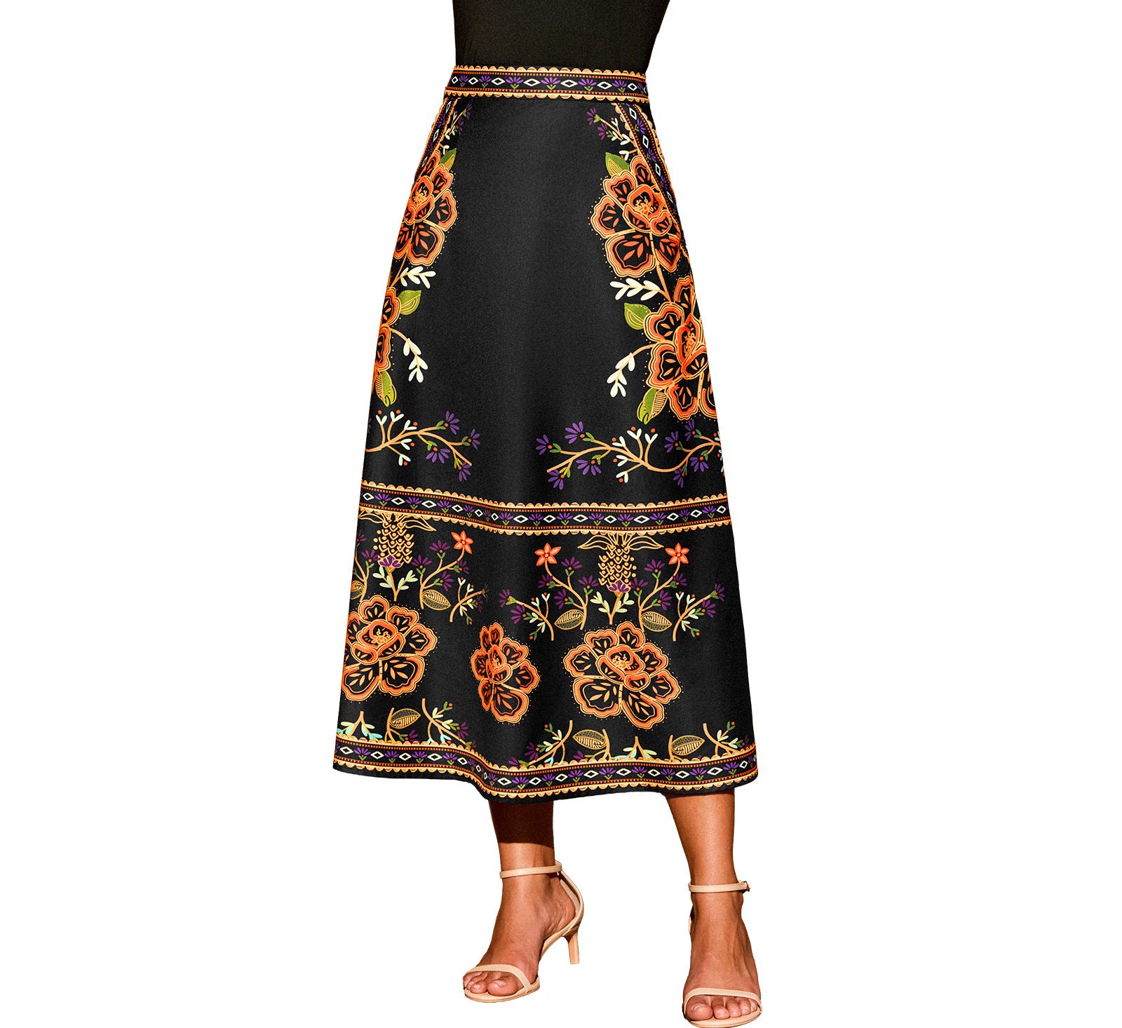 Cupshe Женская миди-юбка A-Line Floral Border Print