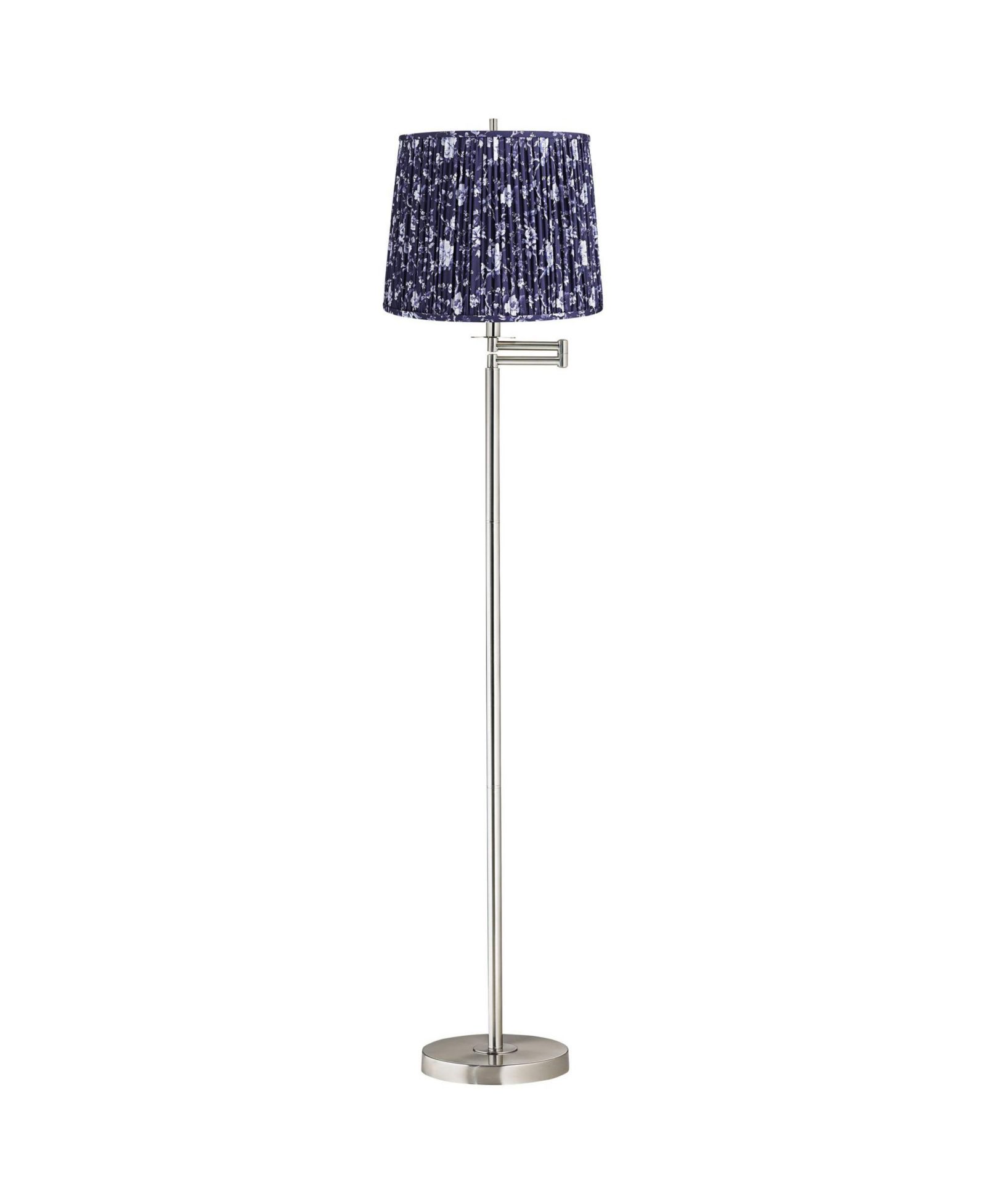 360 Lighting Druckman Modern 60 1/2" Tall Standing Floor Lamp Swing Arm Silver Metal Brushed Nickel Finish