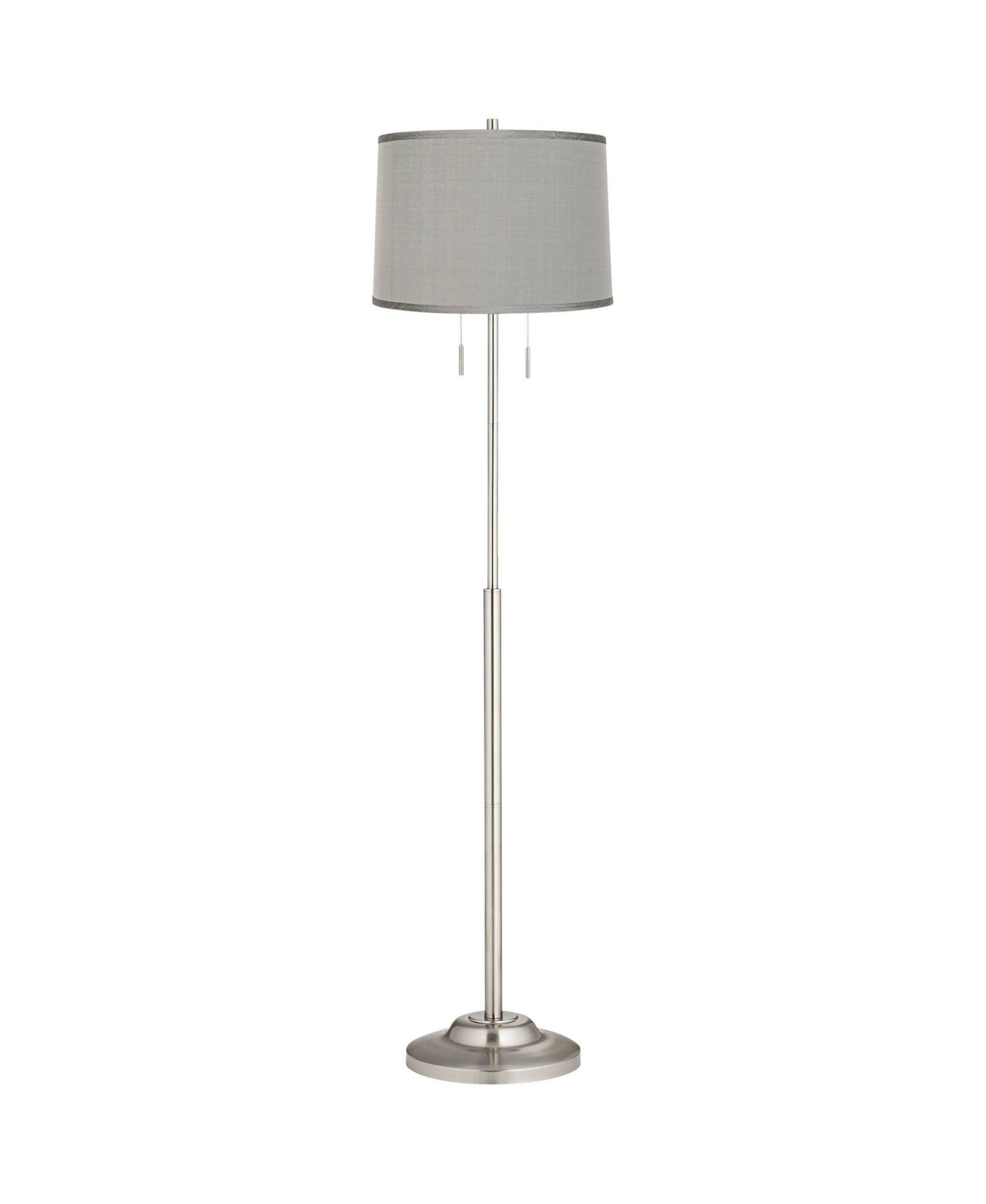 Торшер 360 Lighting Abba Modern, Brushed Nickel Platinum Dupioni Silk Drum Shade