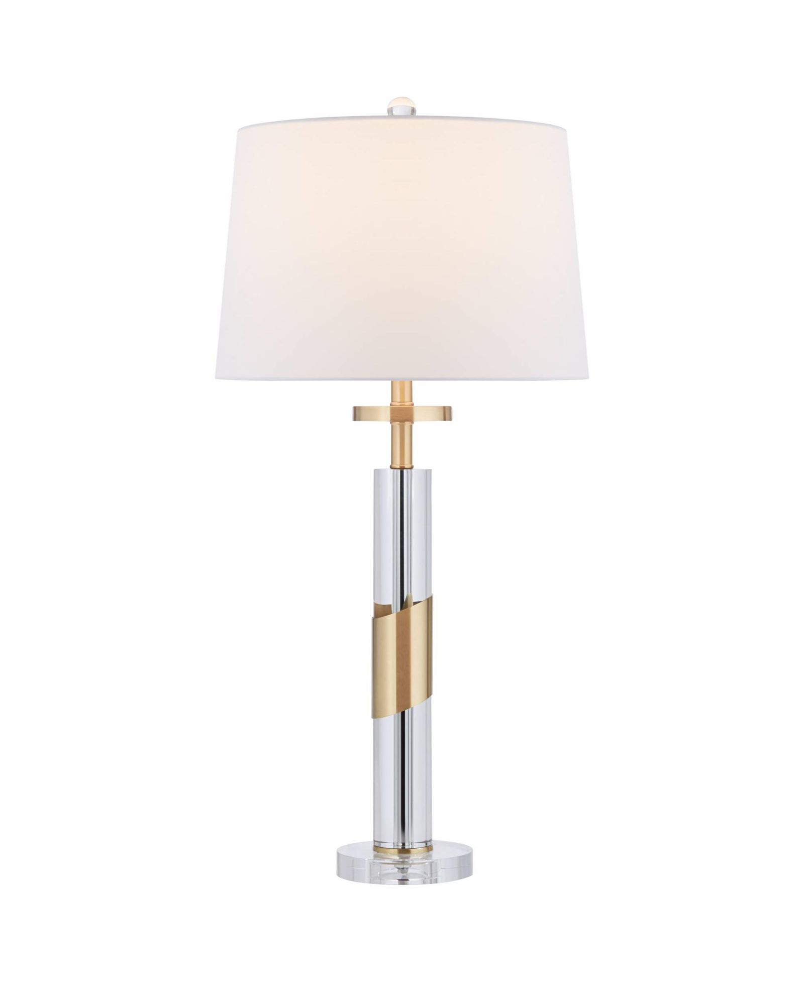 Regency Hill Alfred 30 1/2"H Soft Brass and Crystal Column Table Lamp with Dimmer