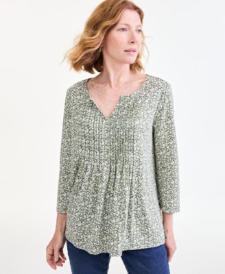 Женский трикотажный топ Style & Co с плиссировкой и рукавами 3/4