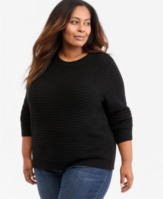 Style & Co Plus Crewneck Ribbed-Knit Side-Button Sweater, Macy's Exclusive