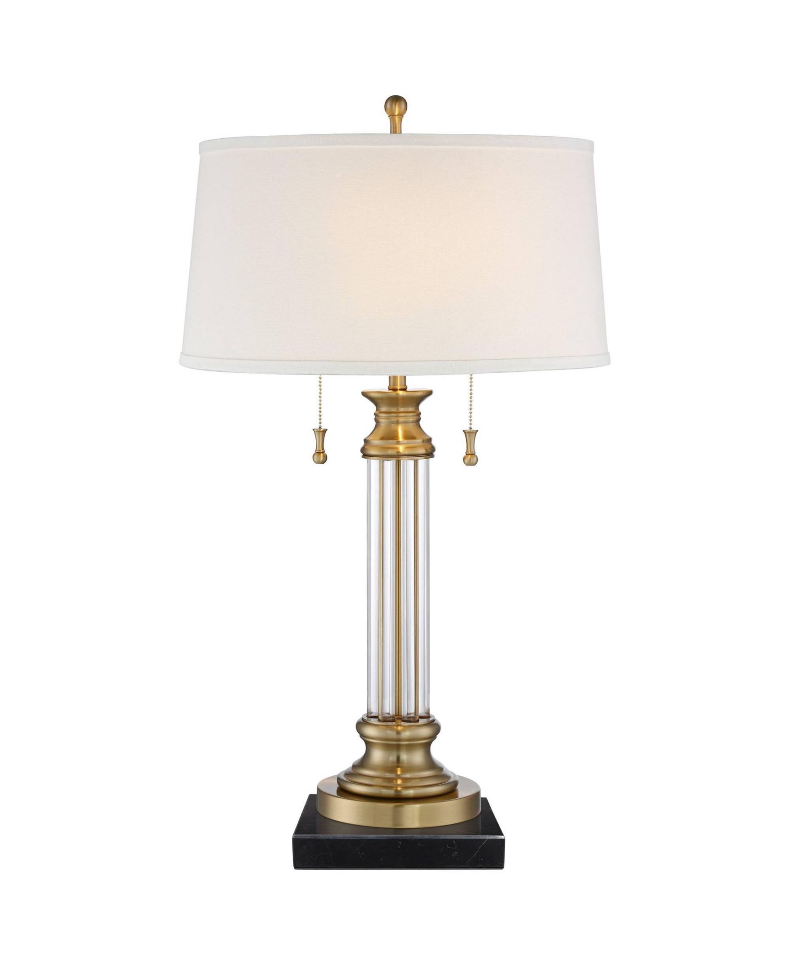 Vienna Full Spectrum Rolland Traditional Table Lamp with Square Marble Riser 30" Tall Antique Brass Crystal Shade for Living Room Home