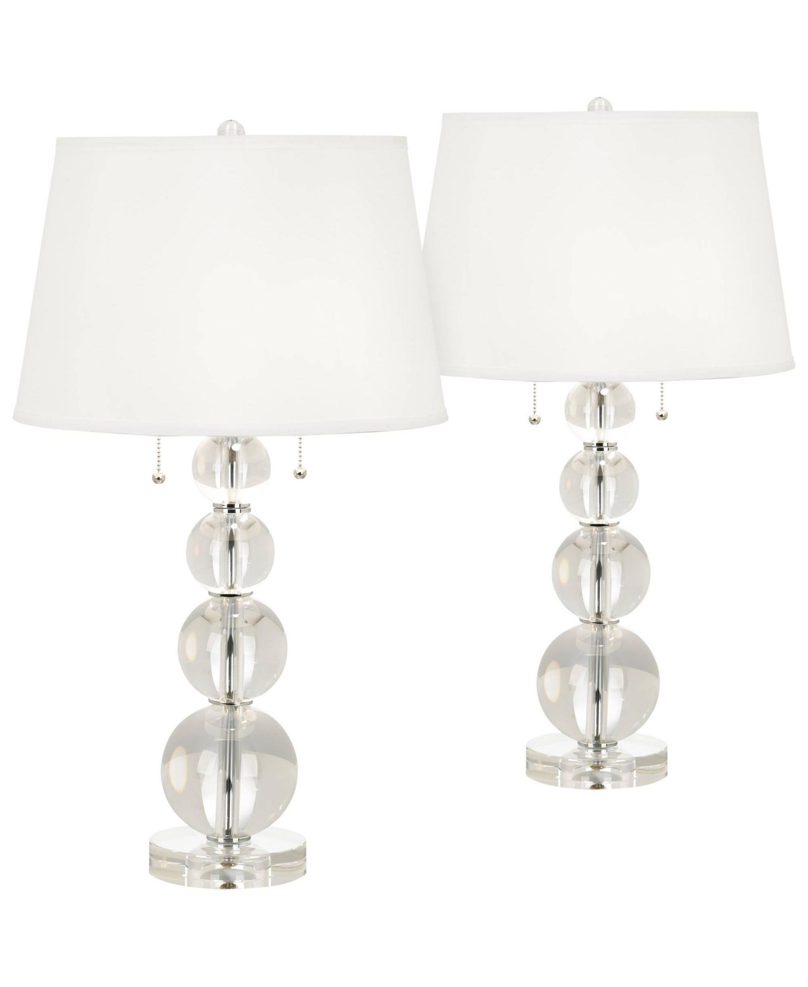 Vienna Full Spectrum Modern Table Lamps 26.5" High Set of 2 Stacked Crystal Spheres Glass Drum Shade for Living Room Family Bedroom