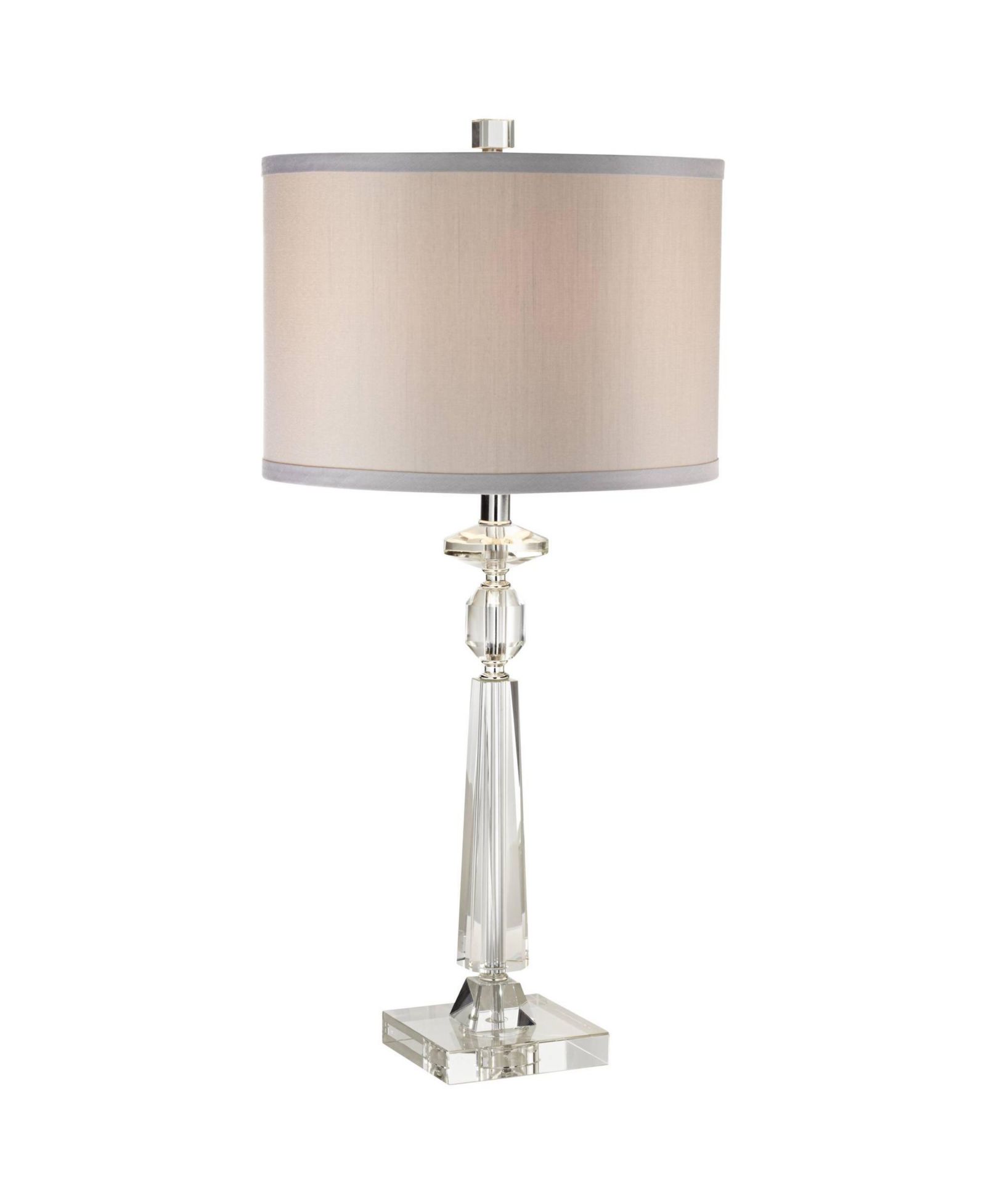 Vienna Full Spectrum Traditional Glam Table Lamp with USB Charging Port 26.5" High Crystal Column  Drum Shade Living Room Bedroom House