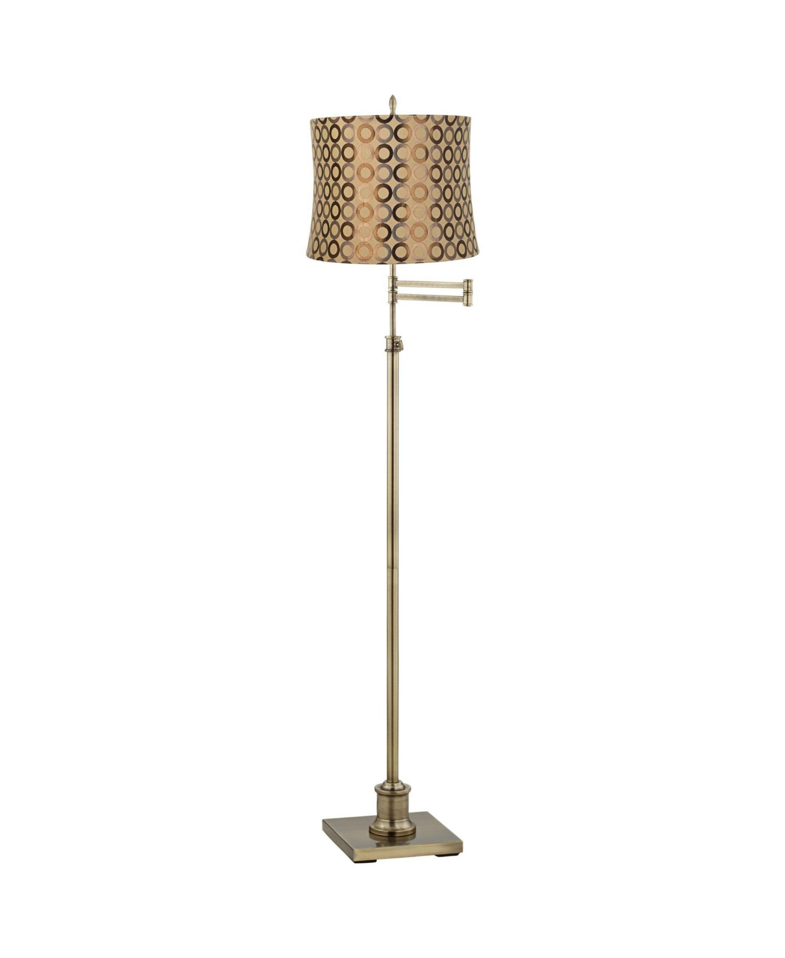 360 Lighting Swing Arm Floor Lamp Adjustable Height 70" Tall Antique Brass Copper Circles Drum Shade for Living Room Reading Bedroom Office