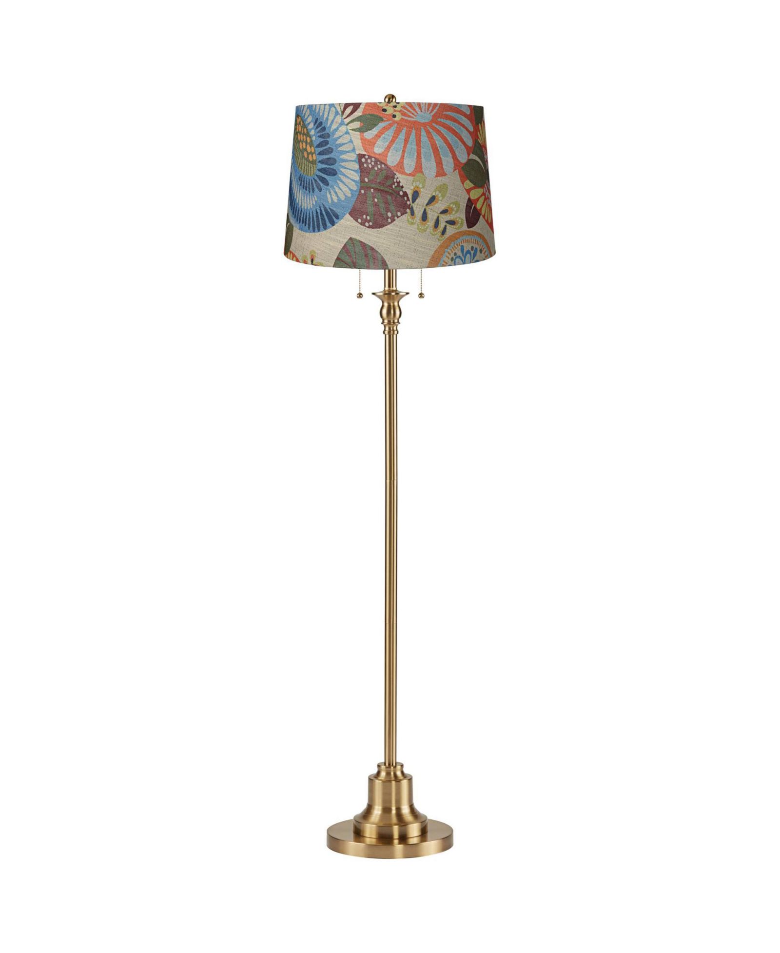 Напольный торшер 360 Lighting Dyna Traditional 58" Tall 2-Light Antique Brass Finish Drum Tropical Flower Shade