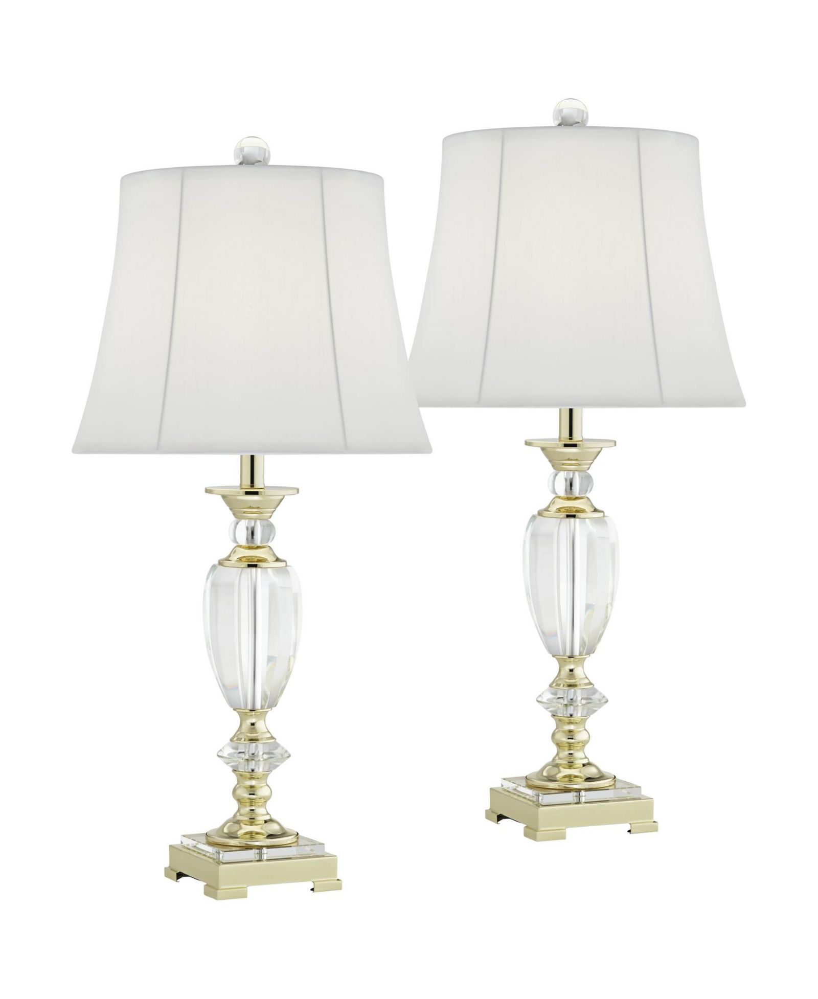 Vienna Full Spectrum Traditional Table Lamps 28.75" Tall Set of 2 Faceted Crystal and Brass  Bell Shade for Living Room Family Bedroom