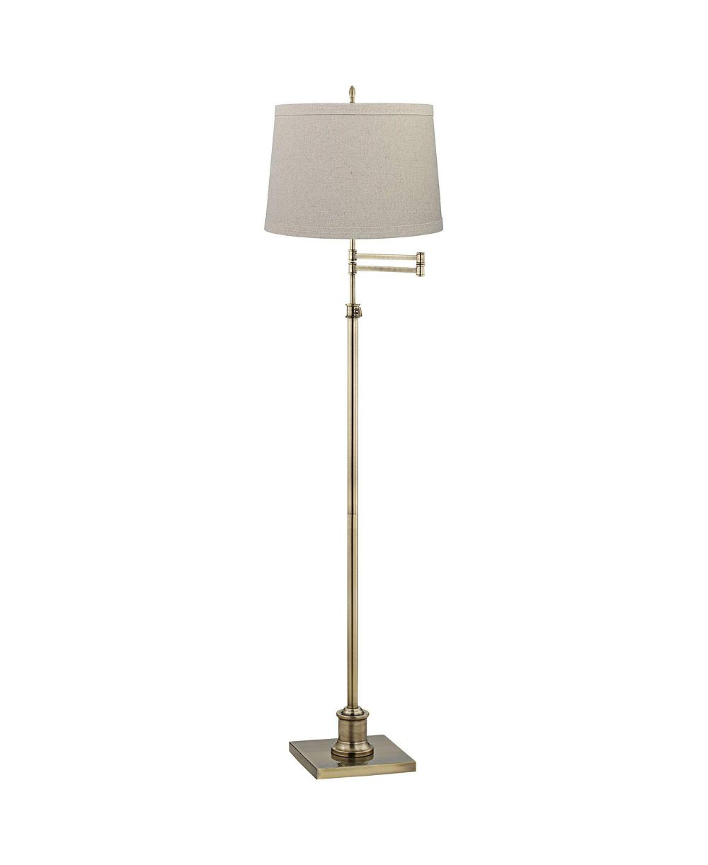 Напольный торшер 360 Lighting Modern Floor Lamp с регулируемым коленчатым рычагом 70" Tall, античная латунь, абажур из мешковины