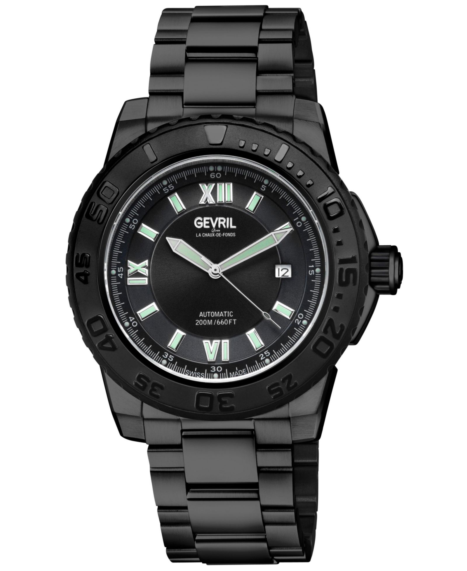 Gevril Men's Seacloud Swiss Automatic IP Black Bracelet Watch
