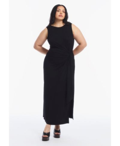 Женское трикотажное миди-платье без рукавов с завязками по бокам Plus Size от June & Vie
