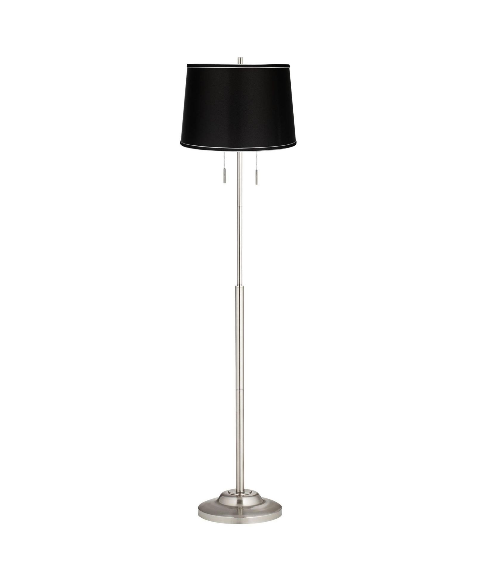 360 Lighting Abba Modern Floor Lamp Standing 66" Tall Brushed Nickel Satin Tapered Drum Shade for Living Room Bedroom Office House Home
