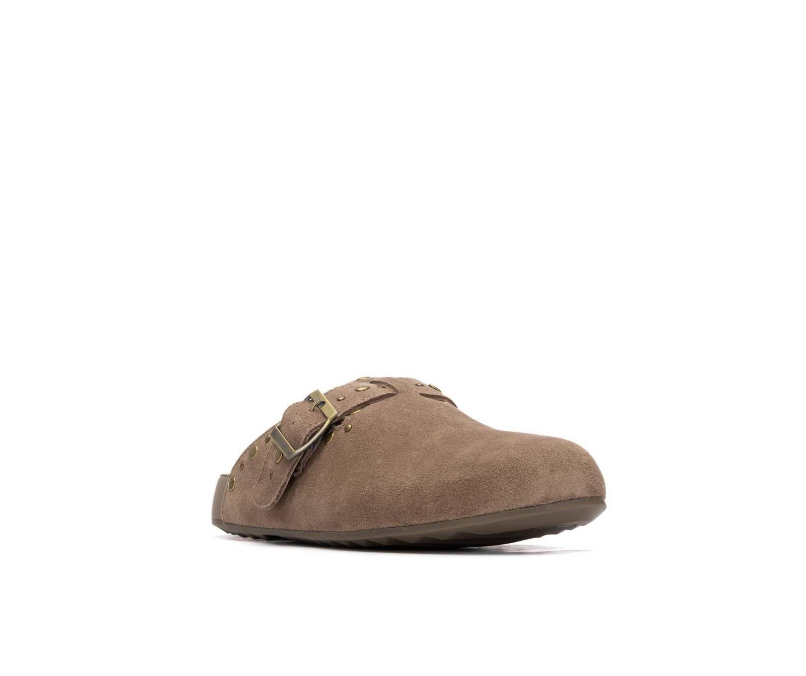 XTI Women's Suede Clog Mule Flats