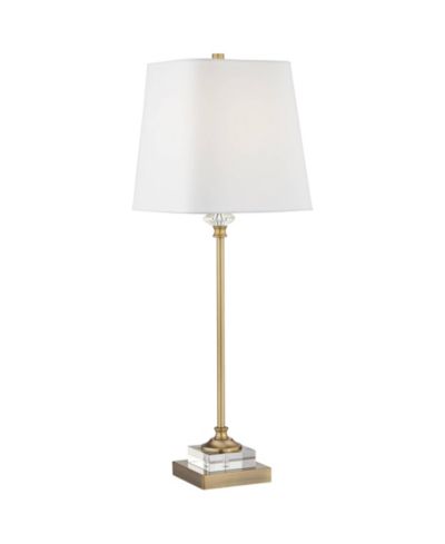 Regency Hill Julia 29 1/2" Tall Skinny Buffet Traditional End Table Lamp USB Dimmer Gold Finish Crystal Living Room Charging
