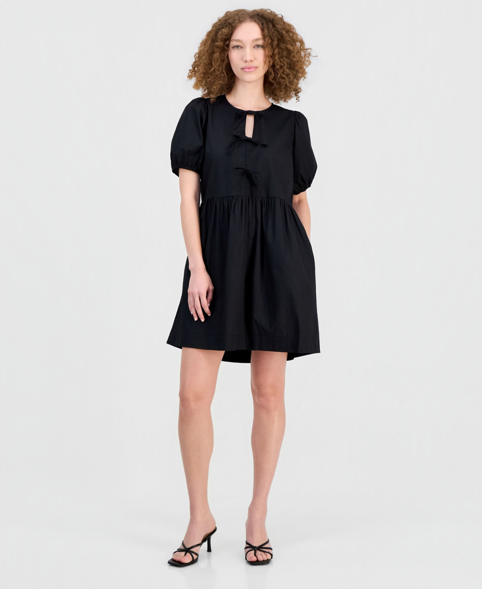 Мини-платье Robbie Bee Women's Cotton Bow-Trim A-Line