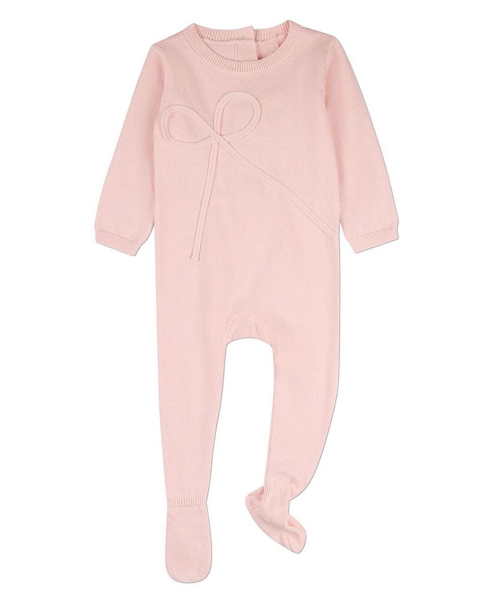 MeMoi Детский 100% Cotton Mini-Ribbed Knit Footie with Tonal Knit Bow