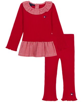 Tommy Hilfiger Детский комплект из длинного рукава в клетку и леггинсов, 2 предмета