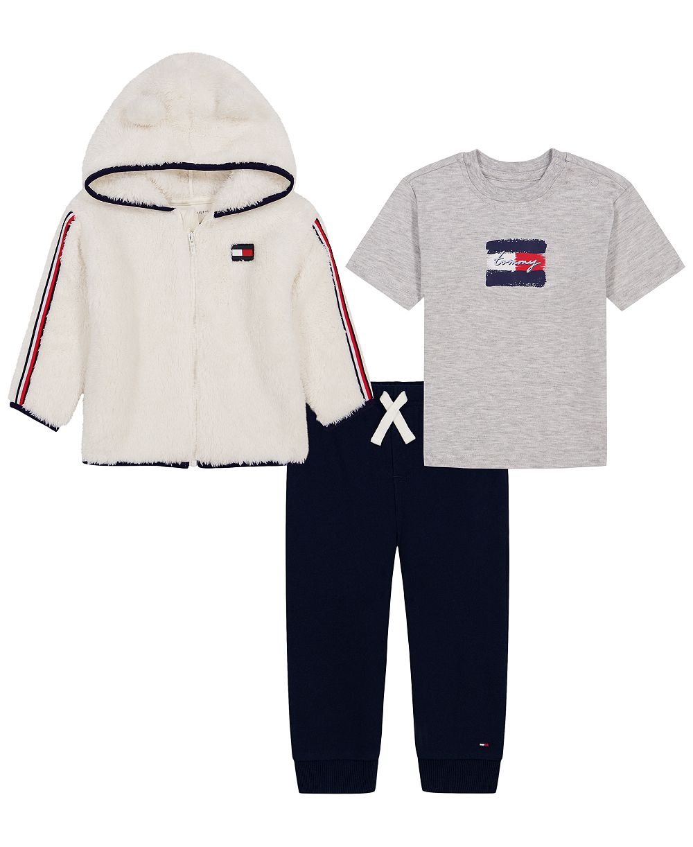 Tommy Hilfiger детский комплект из трех предметов: флисовая куртка с капюшоном, футболка и джоггеры для мальчиков