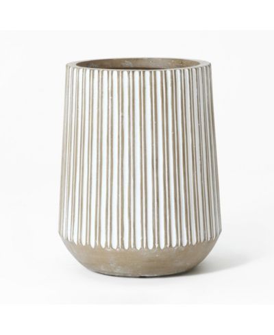 Круглый кашпо LuxenHome 12.6-Inch Brown and White Striped MgO