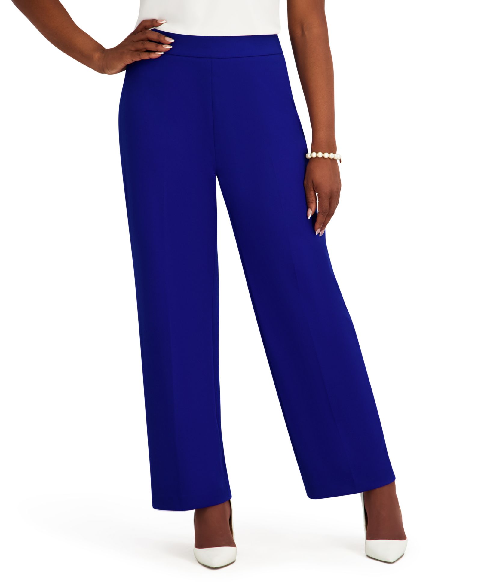 Kasper Women's Elasticized Back Wide-Leg Pants