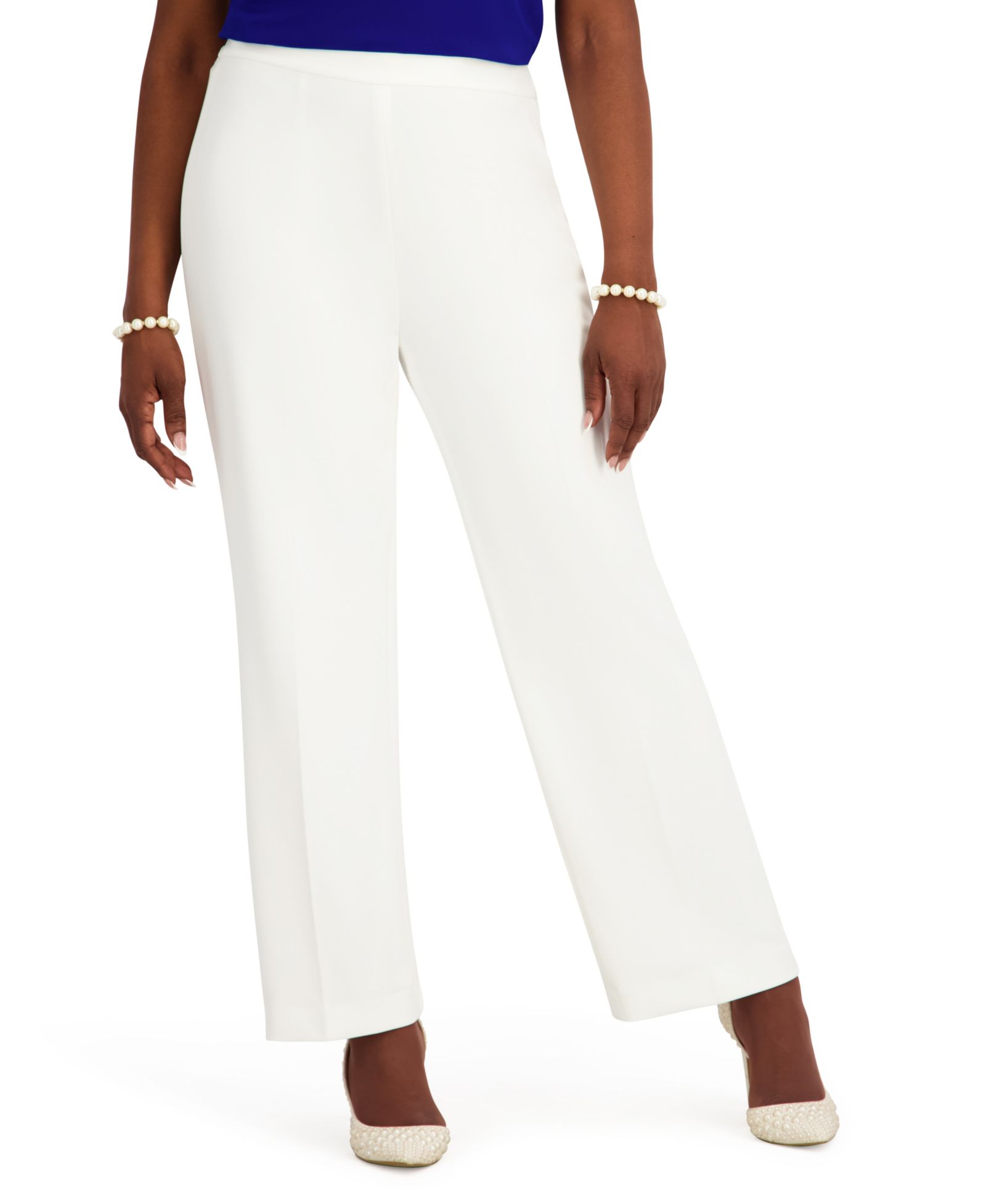 Kasper Women's Elasticized Back Wide-Leg Pants