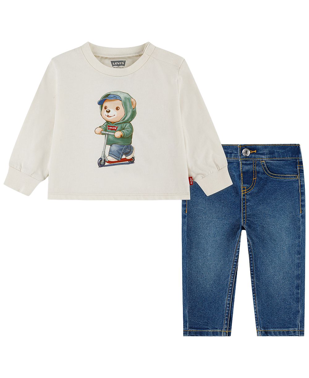 Levi's Baby Boys' Scooter Long-Sleeve T-Shirt and Jeans, 2-Piece Set