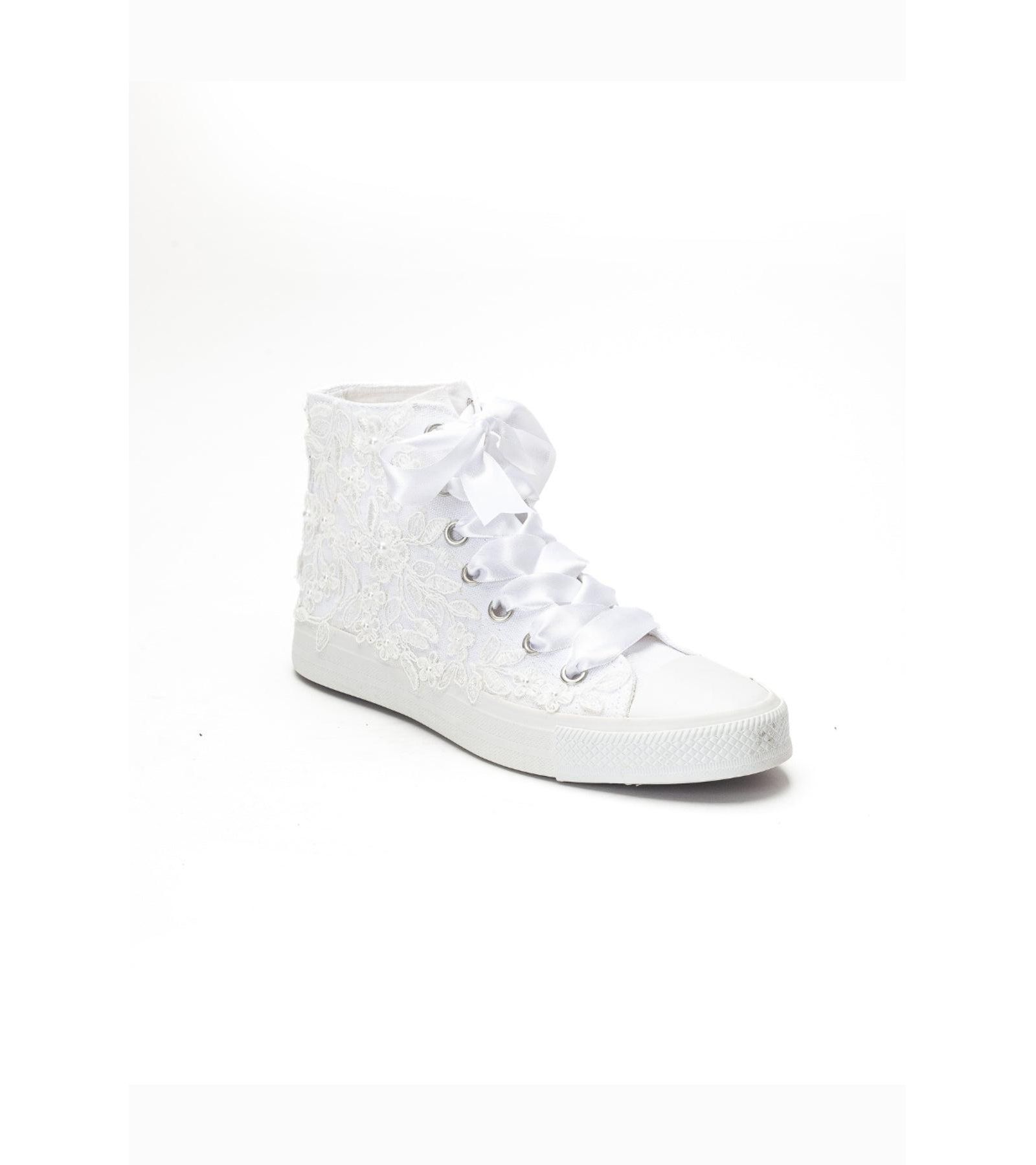 Forever & Always Shoes Women's Isolde Lace High Top Bridal Sneaker
