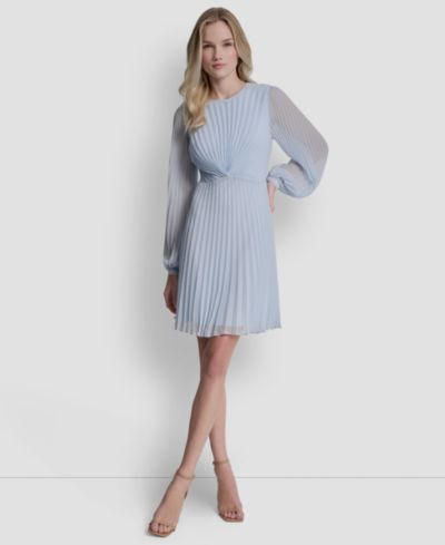 DKNY Женское Short Dress with Long Balloon-Sleeve Crewneck