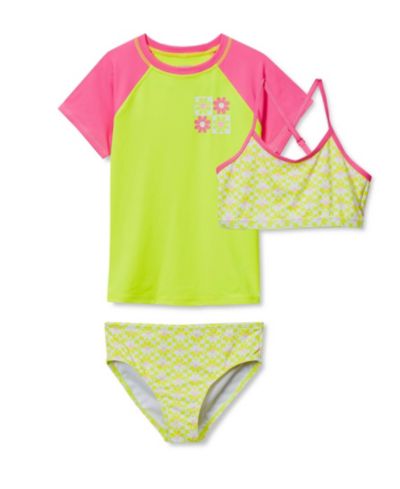 Neon yellow floral check