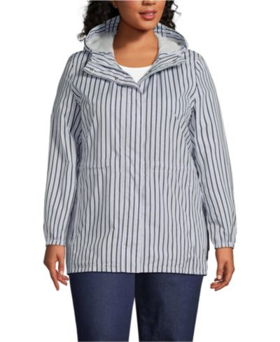 Lands' End Plus Size Print Waterproof Hooded Packable Raincoat