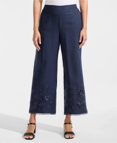 Lands' End Женские брюки из льна с вышивкой