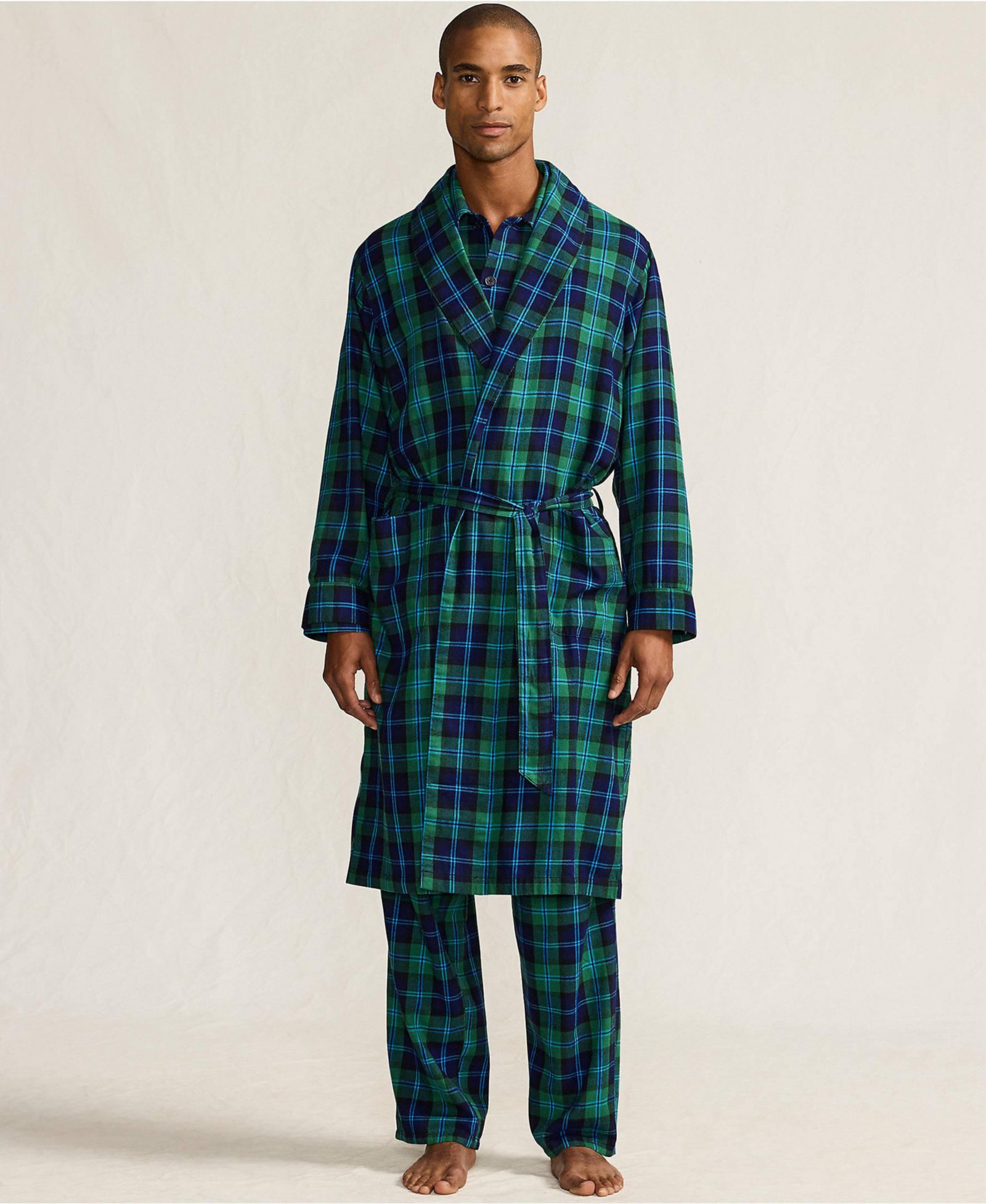 Lands' End Men's Flannel 3 Piece Pajama Set