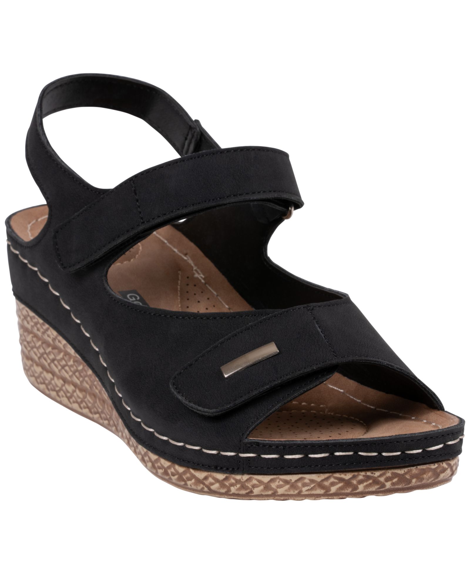 GC Shoes Women's Keltie Double Strap Wedge Sandals