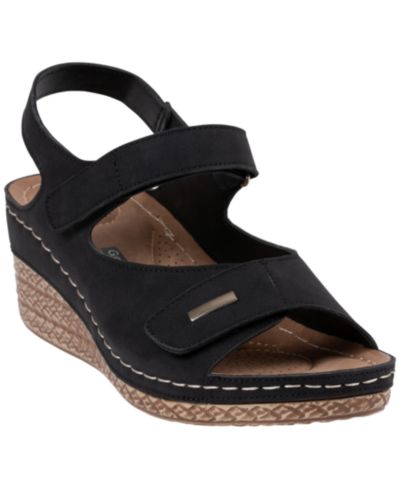GC Shoes Women's Keltie Double Strap Wedge Sandals