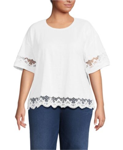 Lands' End Plus Size футболка из струнного трикотажа с коротким рукавом