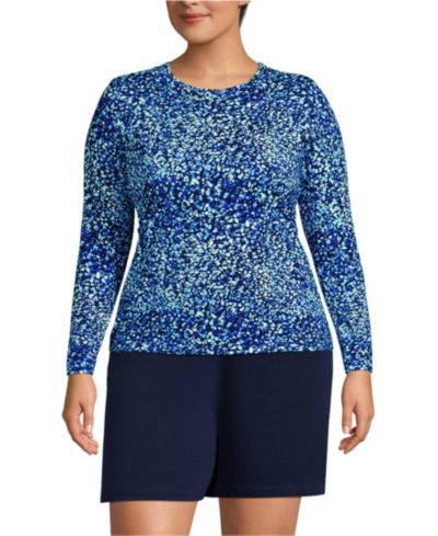 Женская футболка Lands' End Plus Size Long Sleeve Crewneck Garden - Sunshade UPF 50 Quick Dry
