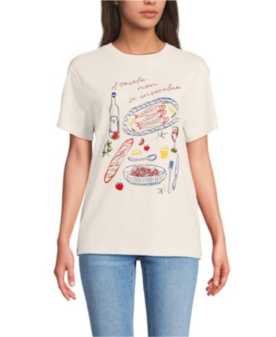 Lands' End Women's Short Sleeve Crew Neck Graphic T-Shirt
