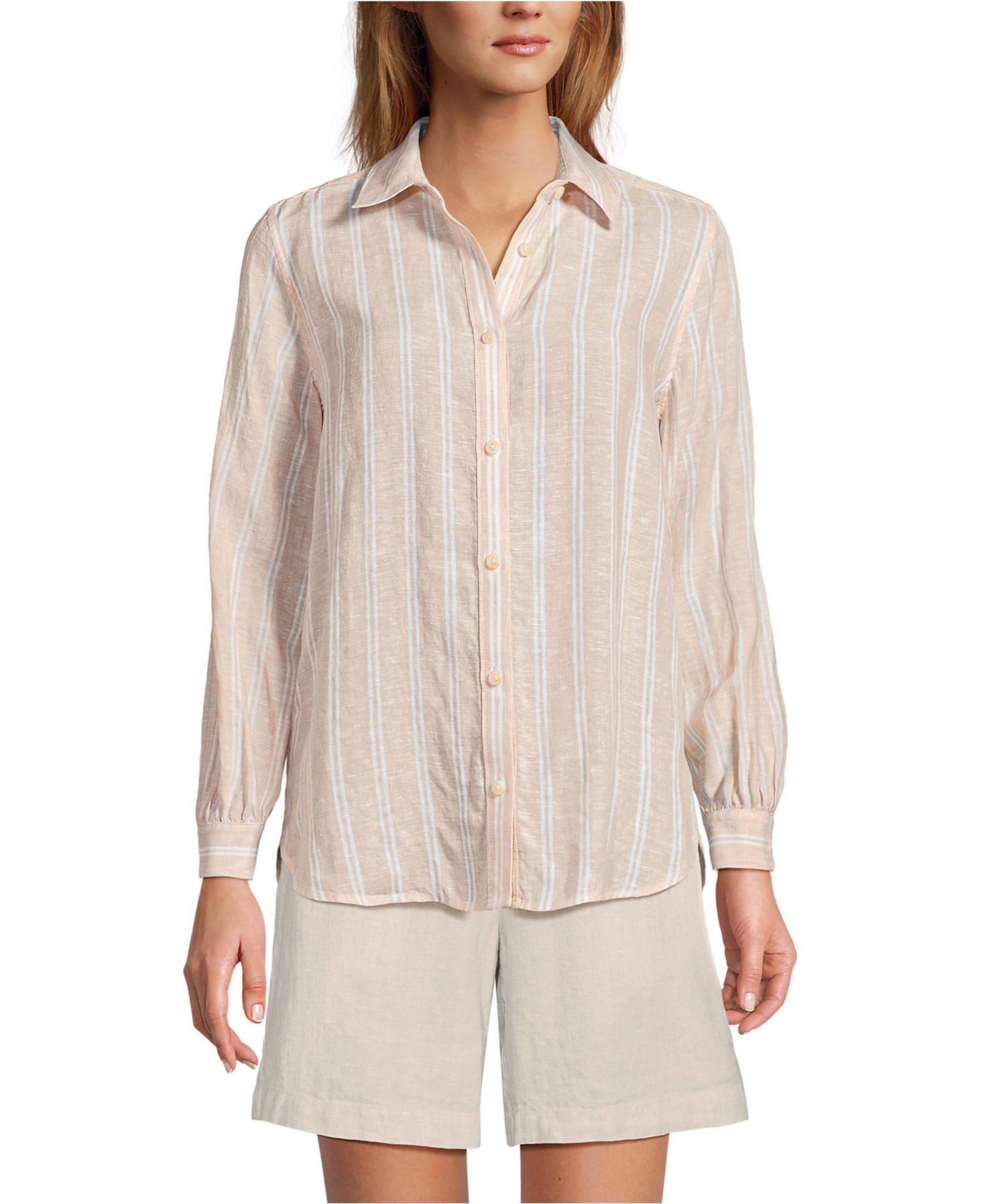 Женская рубашка Lands' End Linen Long Sleeve Feminine