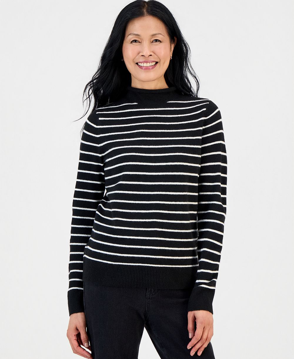 Style & Co Women's LuxSoft Stripe Rollneck Sweater, Macy's Exclusive