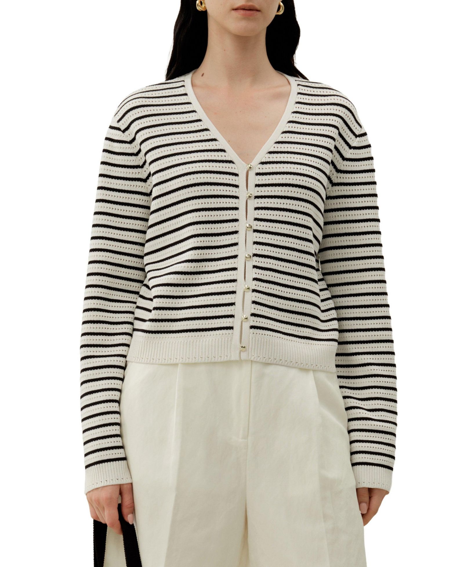 Женний кардиган LILYSILK Women's Toscana Striped Pointelle