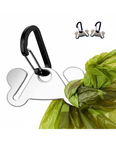 ARONKL 2pcs Dog Poop Bag Holder Hand Free Metal Waste Carrier for Leash Walking
