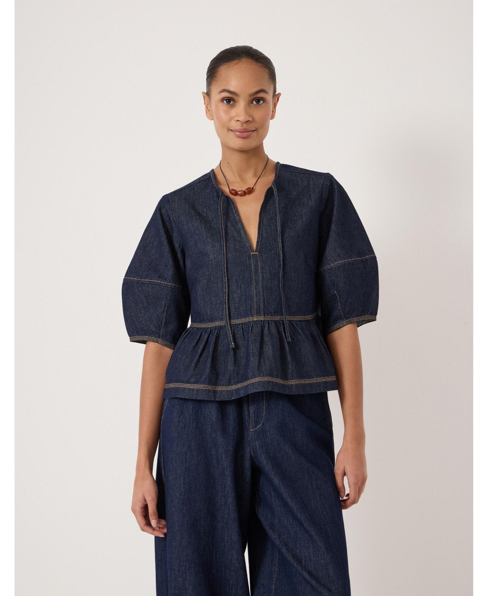 Hush Women's Betty Barrel Sleeve Denim Top