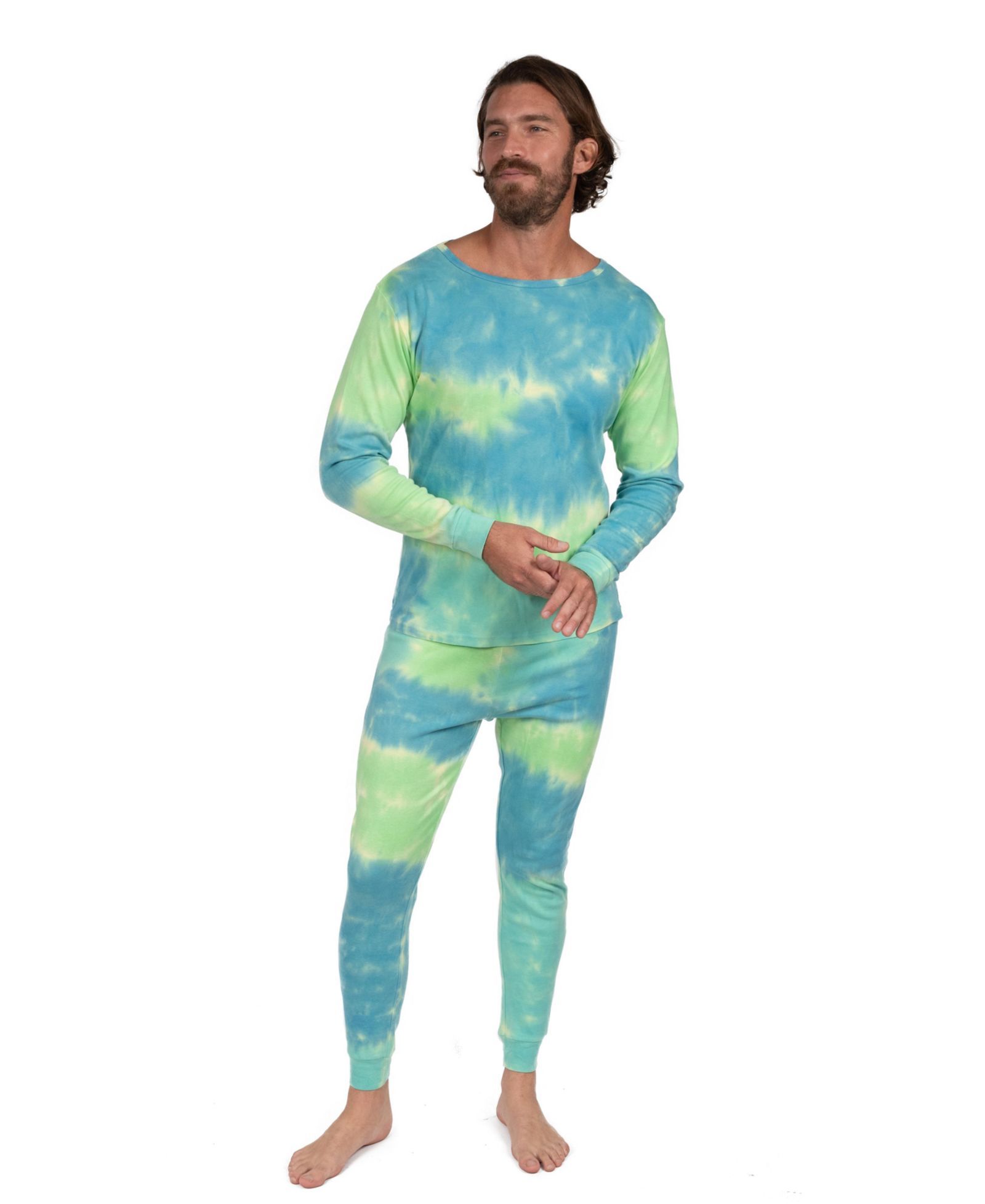 Мужская хлопковая пижама Leveret Two Piece Tie Dye с длинным рукавом