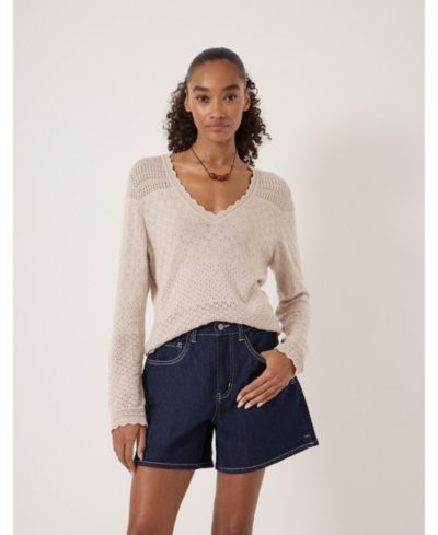 Hush Женский хлопковый свитер Pointelle V-Neck