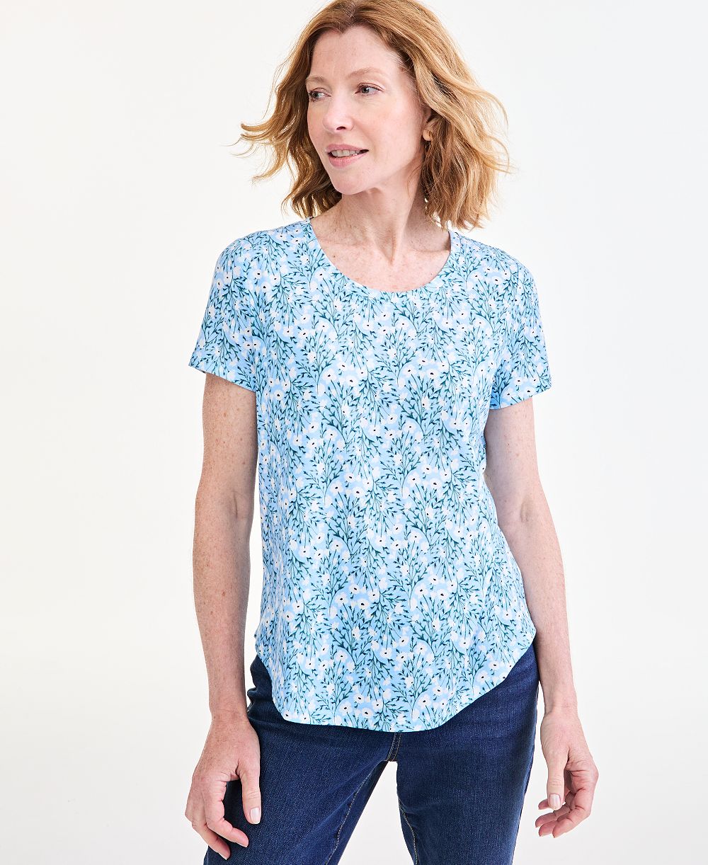 Style & Co Petite Printed Short-Sleeve Crewneck Tee, Macy's Exclusive