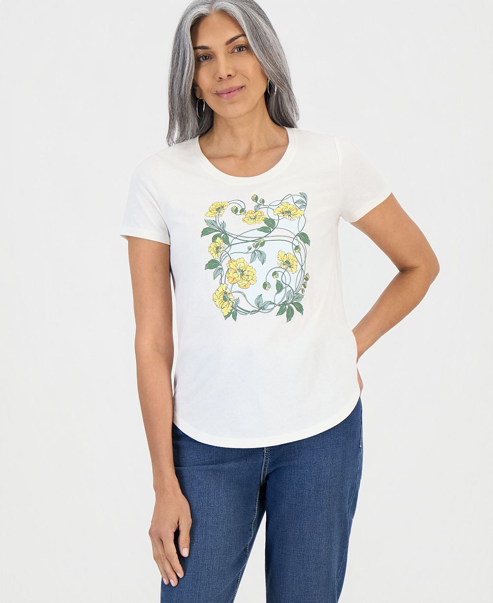 Petite Floral Graphic Tee, Created for Macy's