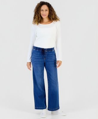 Style & Co джинсы с высокой талией и широкими штанинами, pull-on, petite, эксклюзив Macy's