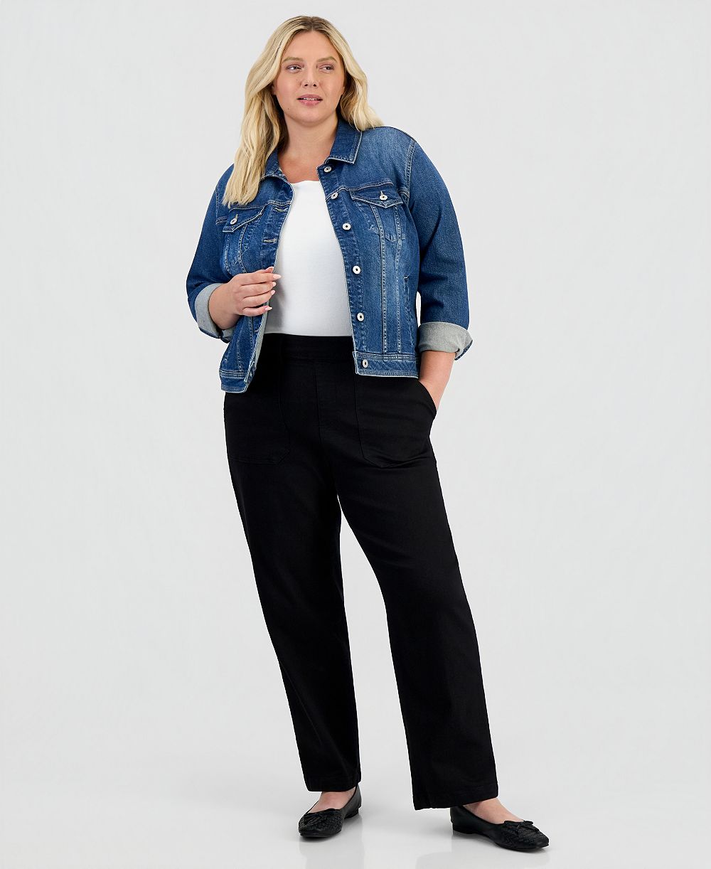 Style & Co Plus Size High-Rise Pull-On Utility Jeans, Macy's Exclusive