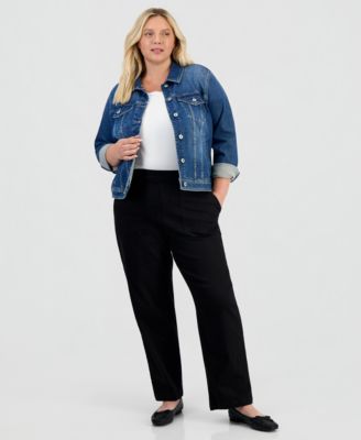 Style & Co Plus Size High-Rise Pull-On Utility Jeans, Macy's Exclusive